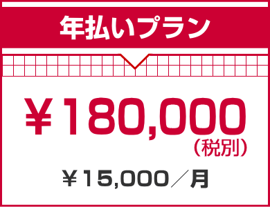 保守・メンテナンス1年払い180,000円