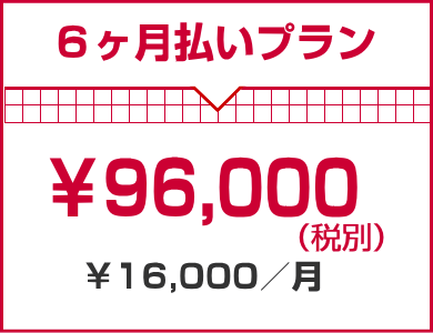 保守・メンテナンス6カ月払い96,000円