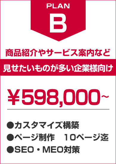 価格Bプラン598,000円